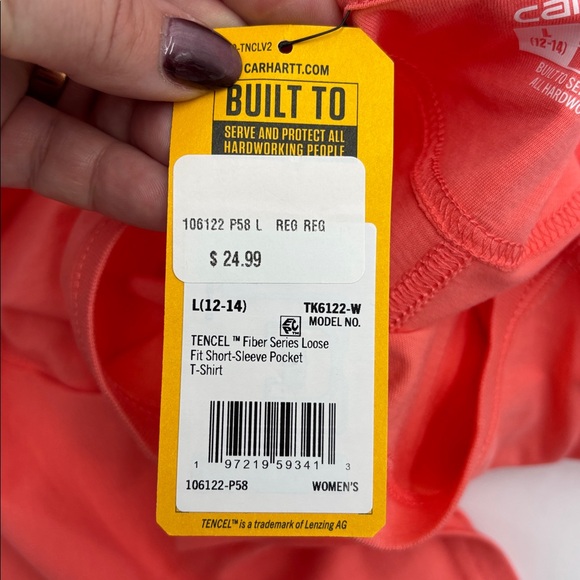Carhartt Boxy Fit Short Sleeve T-Shirt in Pink Salmon - Picture 7 of 8